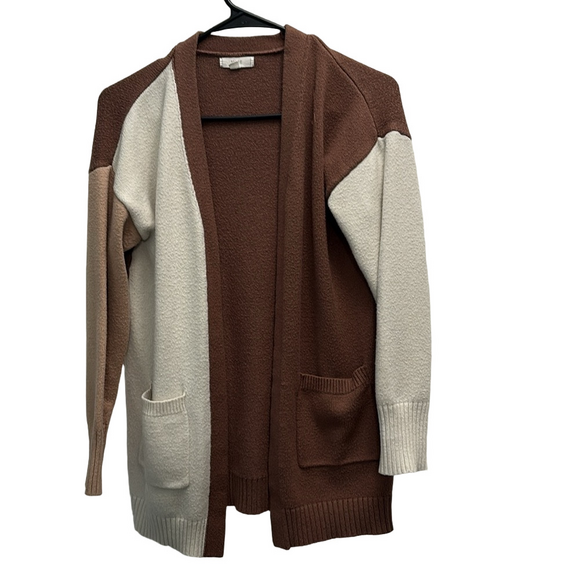 MINE Color Block Long Sleeve Sweater Cardigan Size Small - Picture 2 of 9